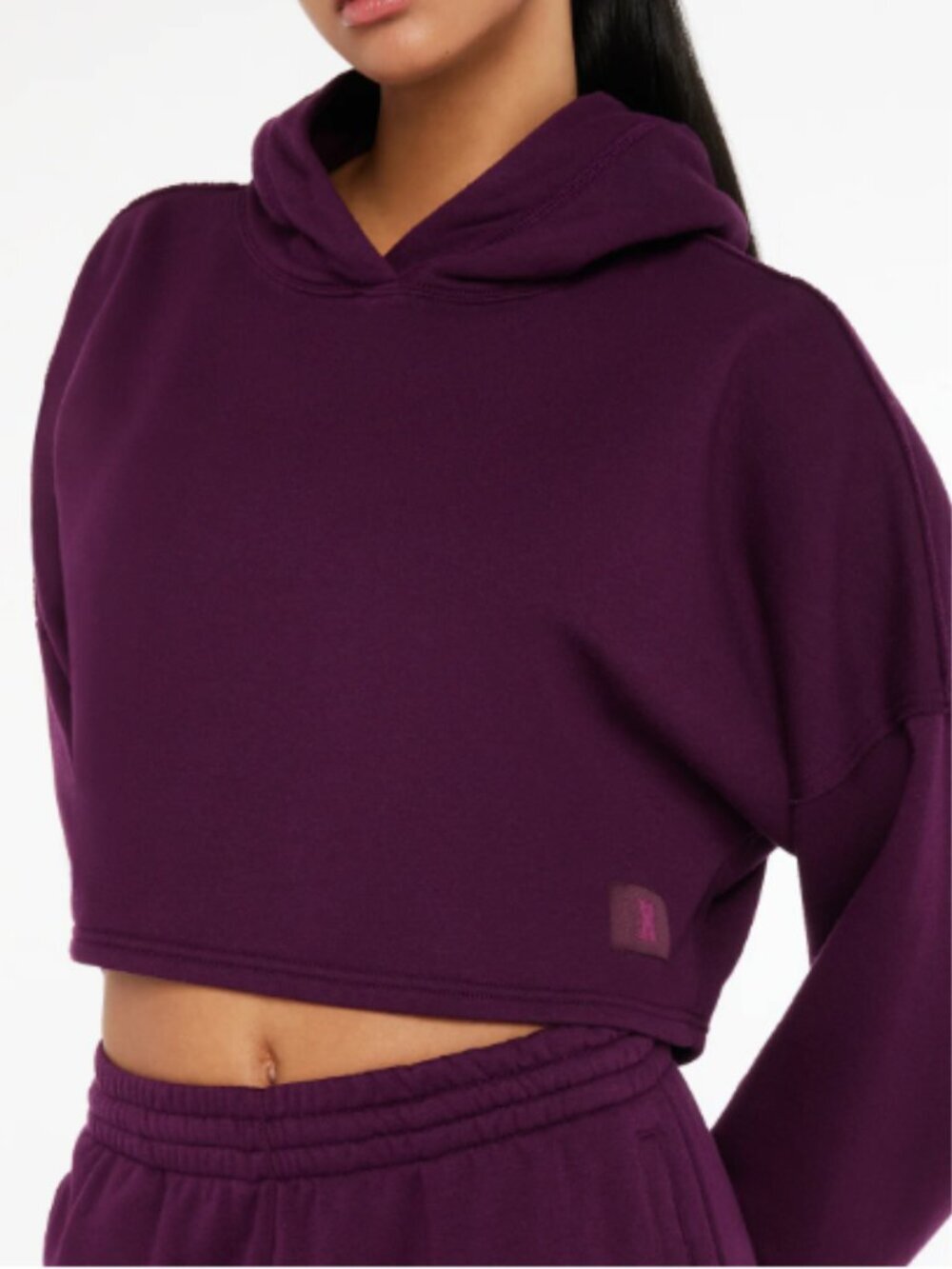 Savage x Fenty Women's Size XL Essential Cropped Hoodie Late Night Purple Cotton